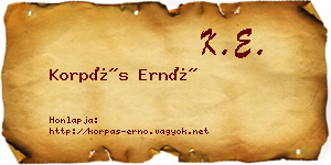 Korpás Ernő névjegykártya